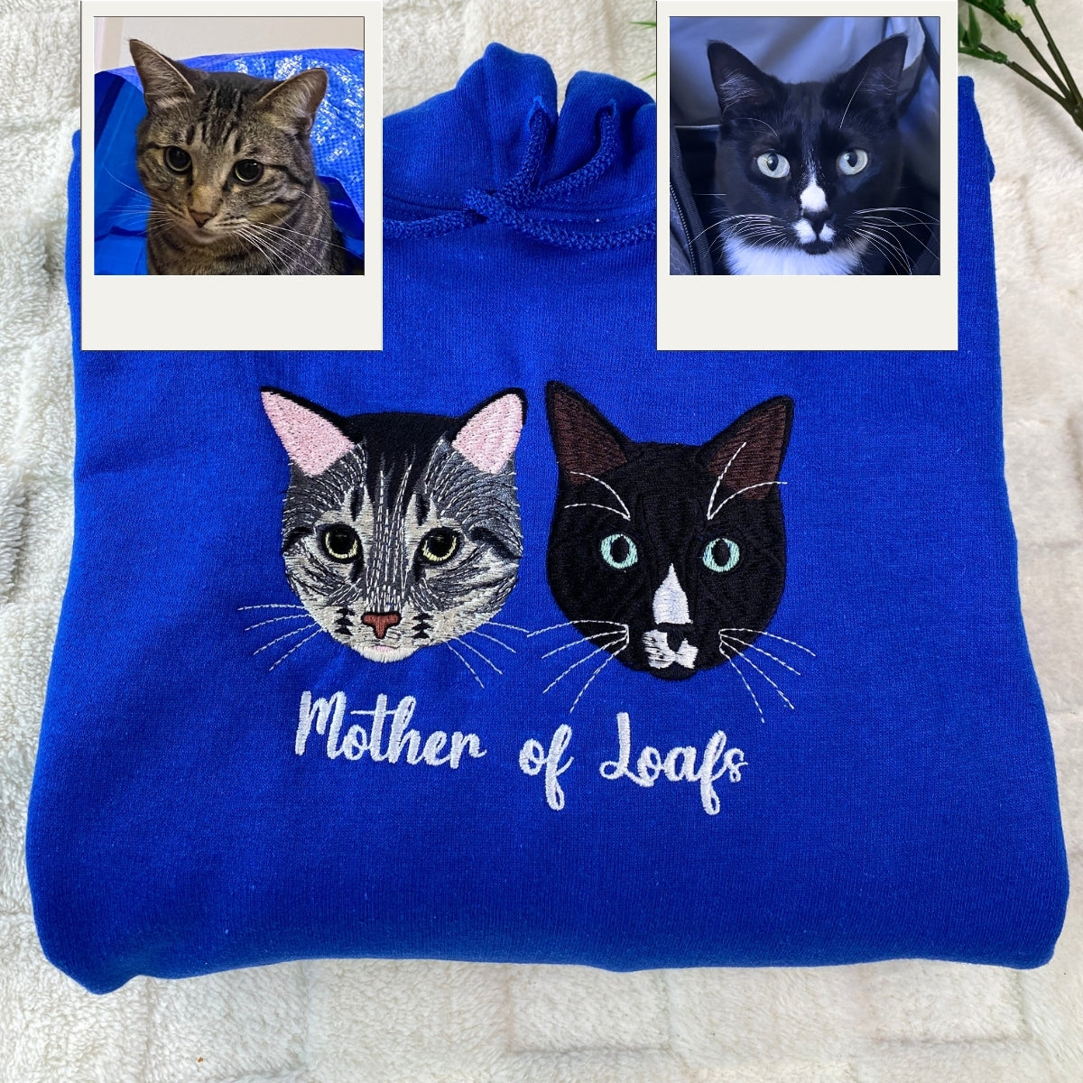 Custom Cat Portrait Embroidered Sweatshirt - Personalized Pet Photo Hoodie - Cat Lover Gift