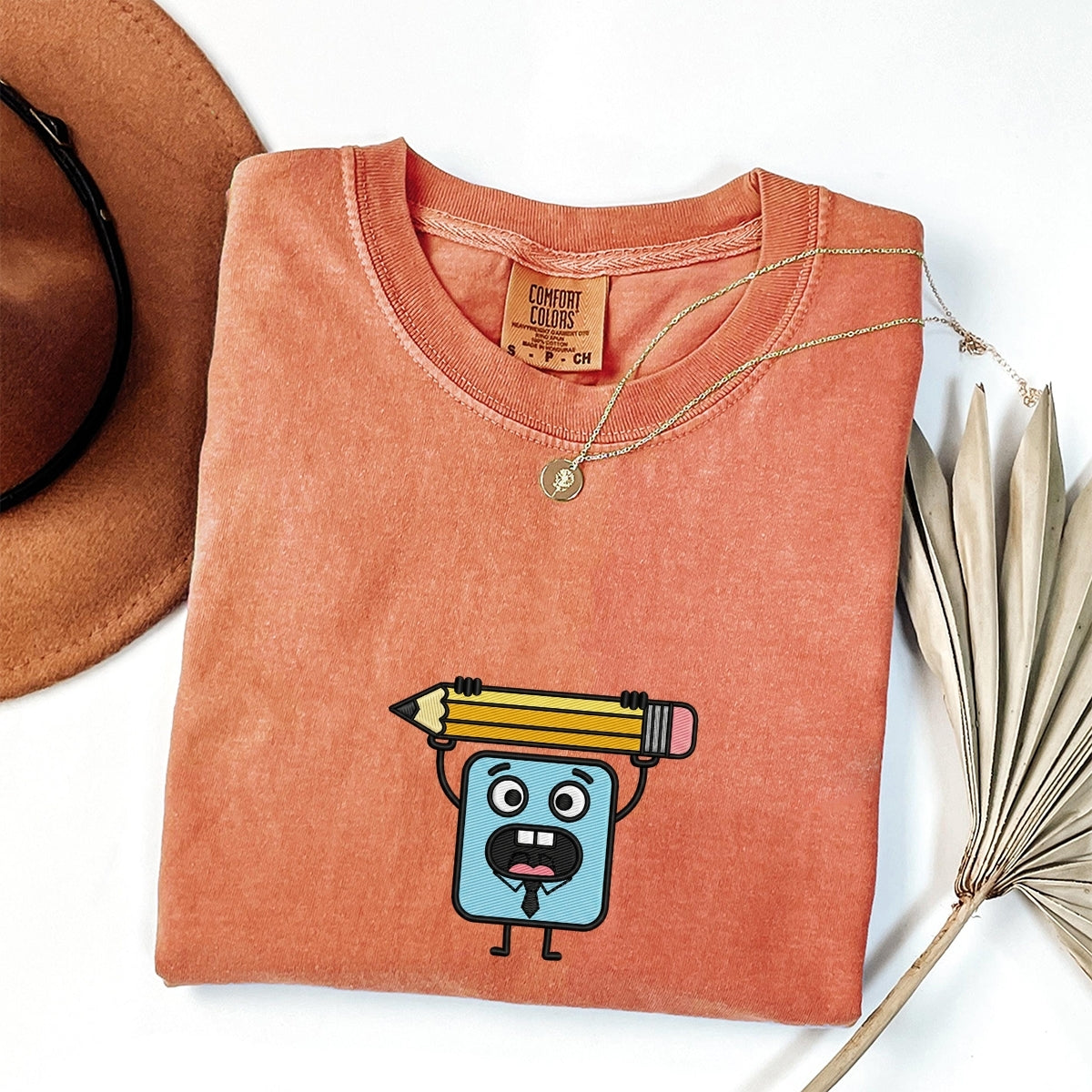 Doodle Pencil Custom Embroidered T-Shirt - Cute Artist Tee, Personalized Gift for Artists