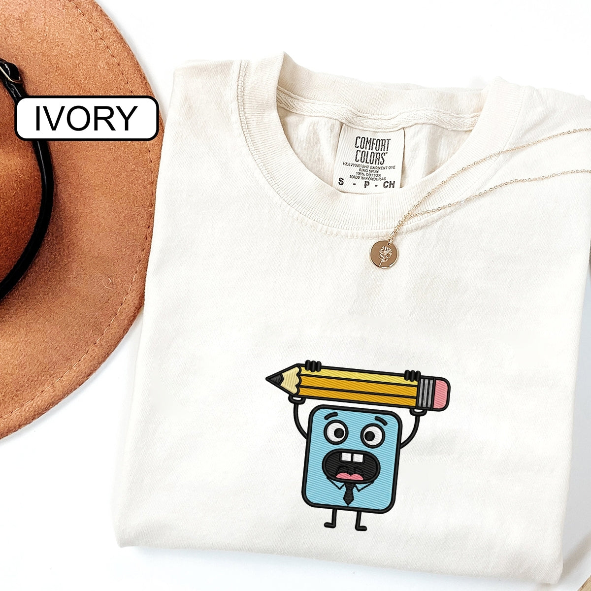 Doodle Pencil Custom Embroidered T-Shirt - Cute Artist Tee, Personalized Gift for Artists