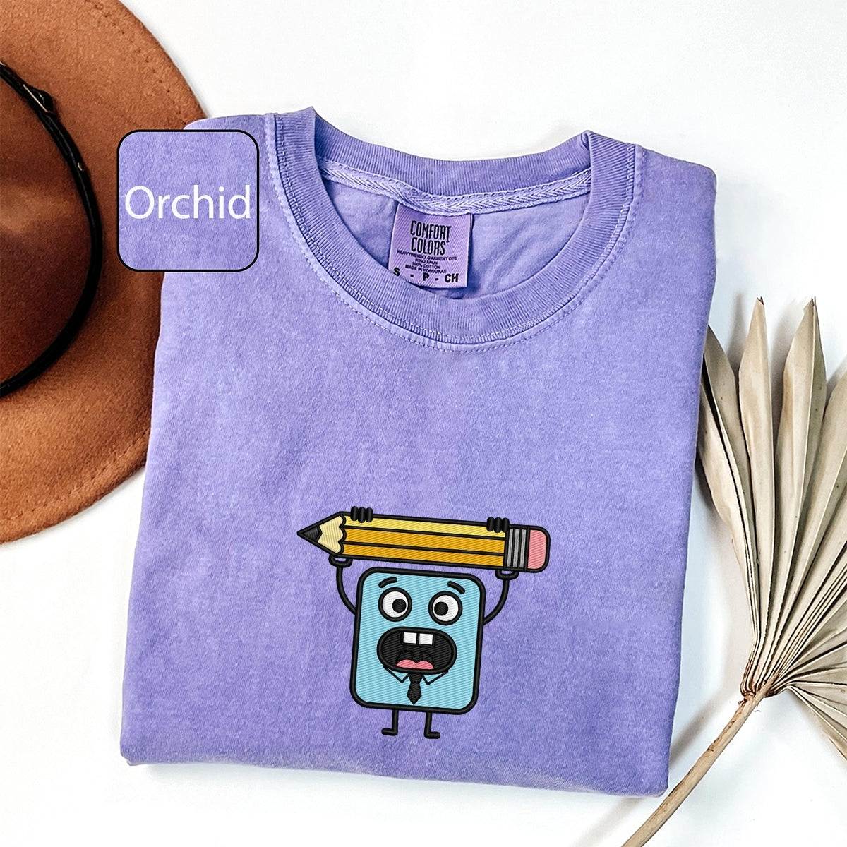Doodle Pencil Custom Embroidered T-Shirt - Cute Artist Tee, Personalized Gift for Artists