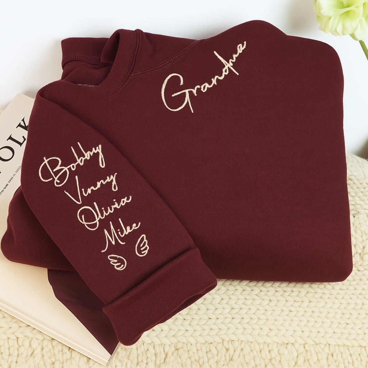 Grandma Sweatshirt - Personalized Grandchildren Names Custom Embroidered - Mother's Day Gift