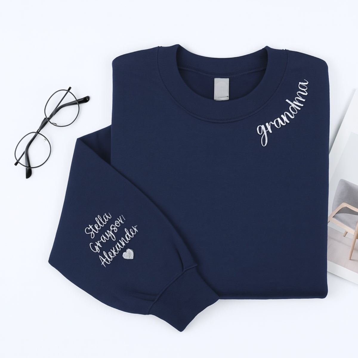 Grandma Sweatshirt - Personalized Grandchildren Names Custom Embroidered - Mother's Day Gift