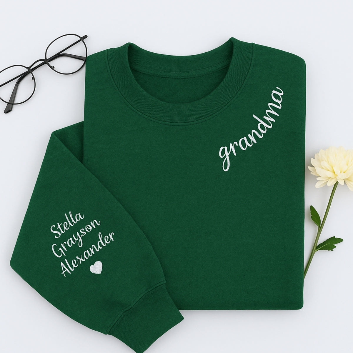 Grandma Sweatshirt - Personalized Grandchildren Names Custom Embroidered - Mother's Day Gift