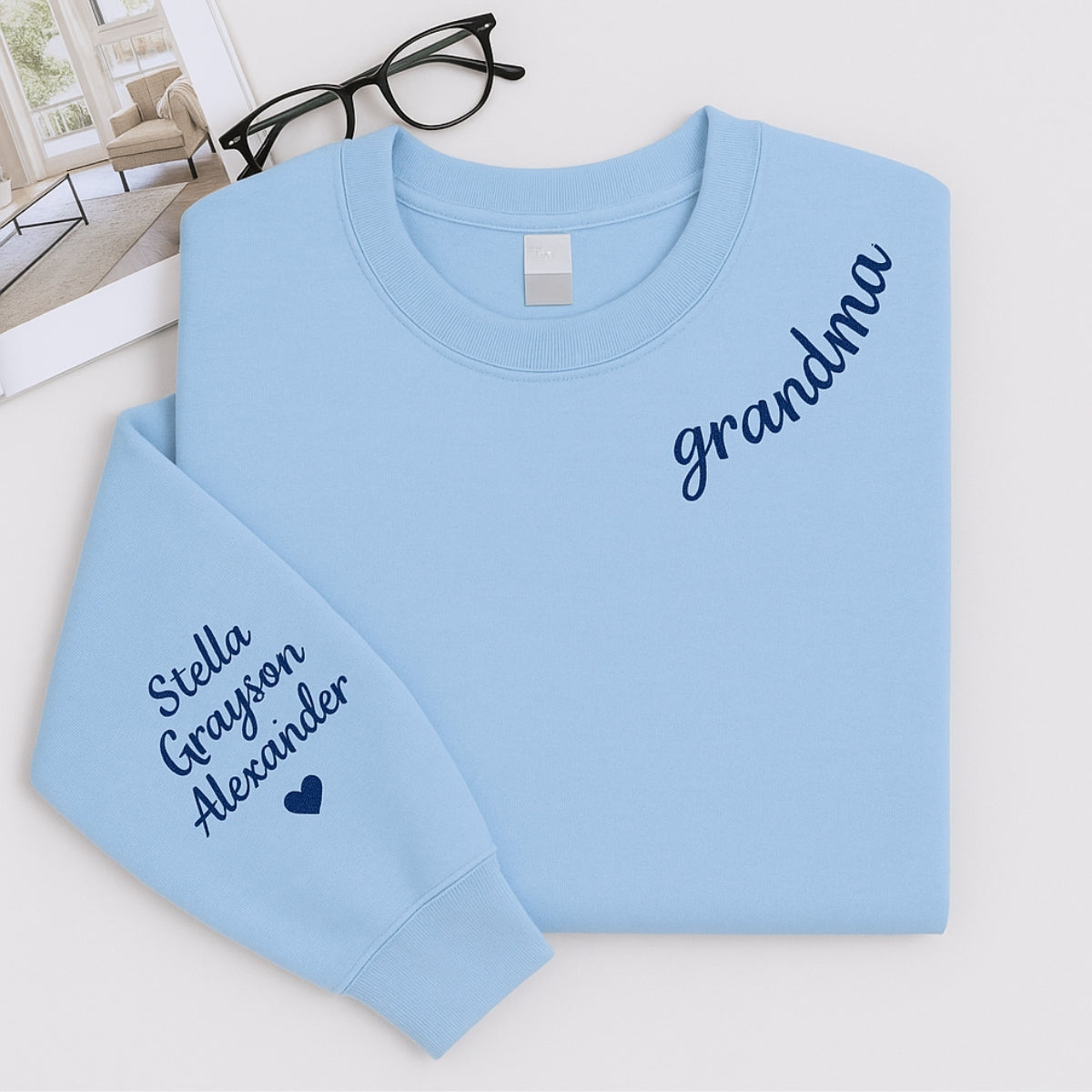 Grandma Sweatshirt - Personalized Grandchildren Names Custom Embroidered - Mother's Day Gift