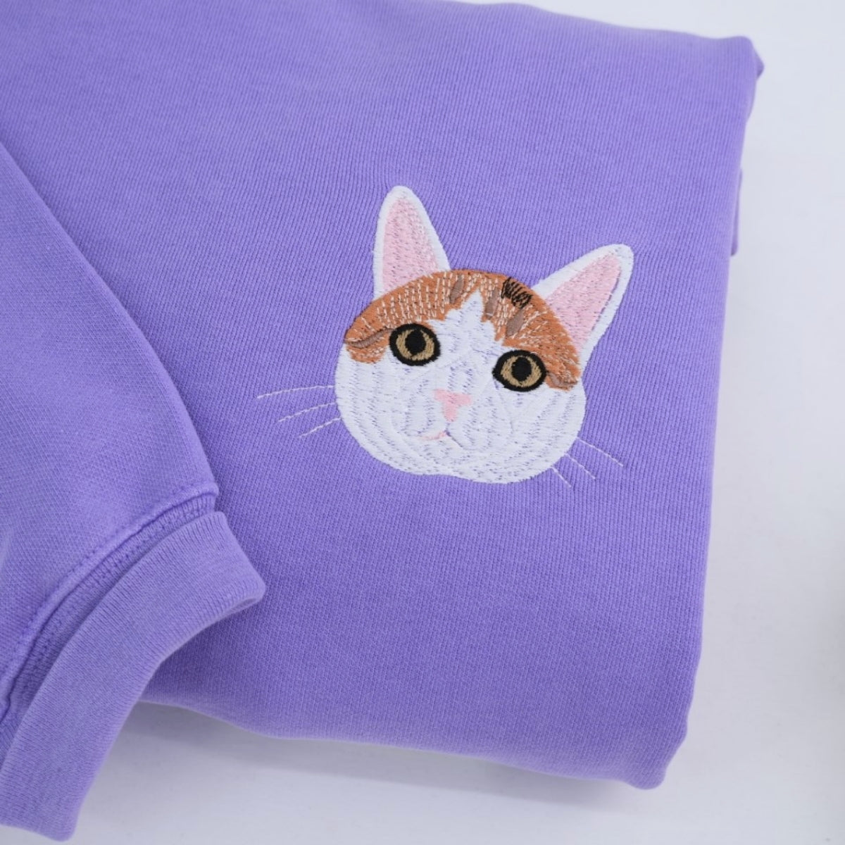Custom Cat Portrait Embroidered Sweatshirt - Personalized Pet Faces with Names - Cat Owner Gift