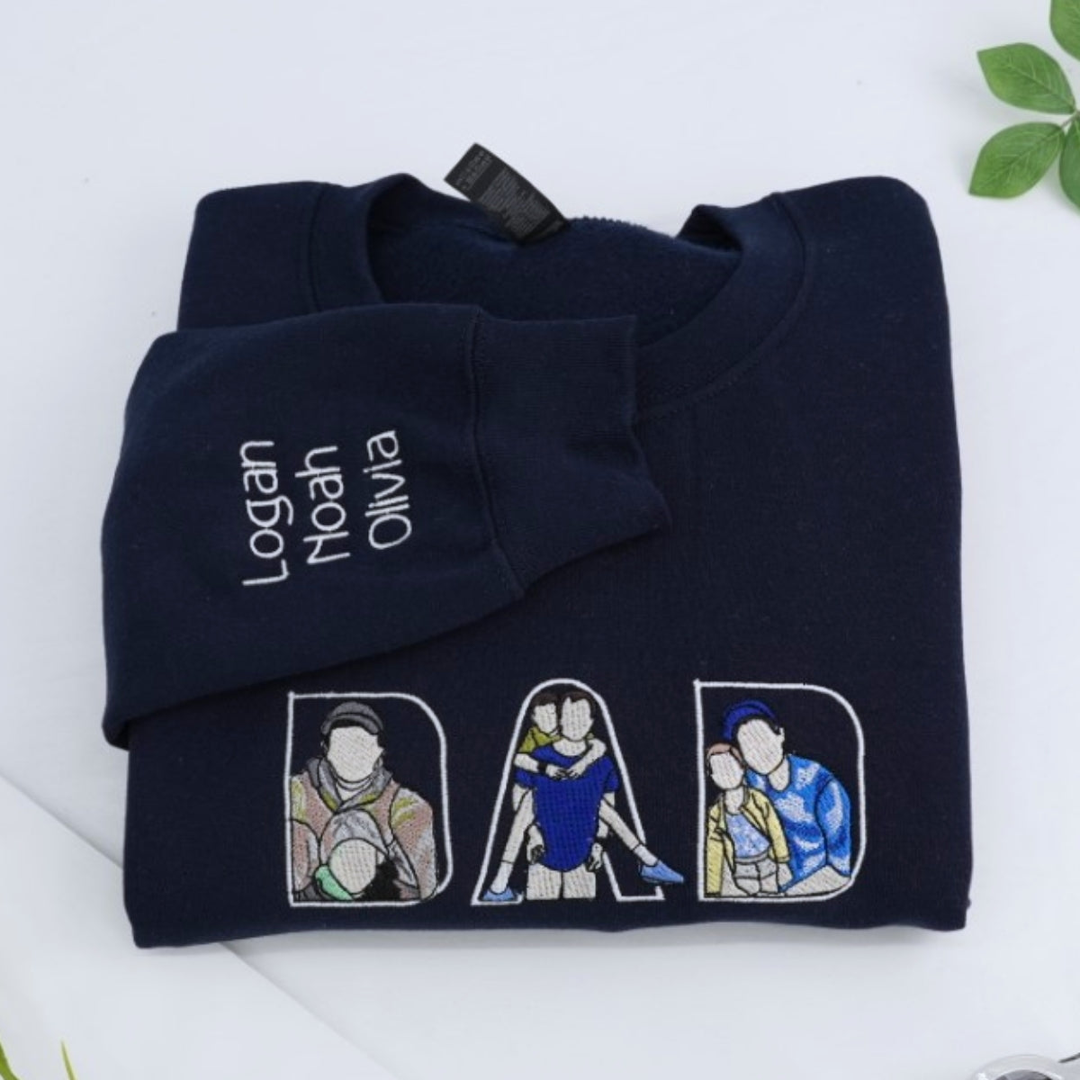 Custom Photo Dad Embroidered Hoodie - Father Baby Bonding Sweatshirt - New Dad Gift