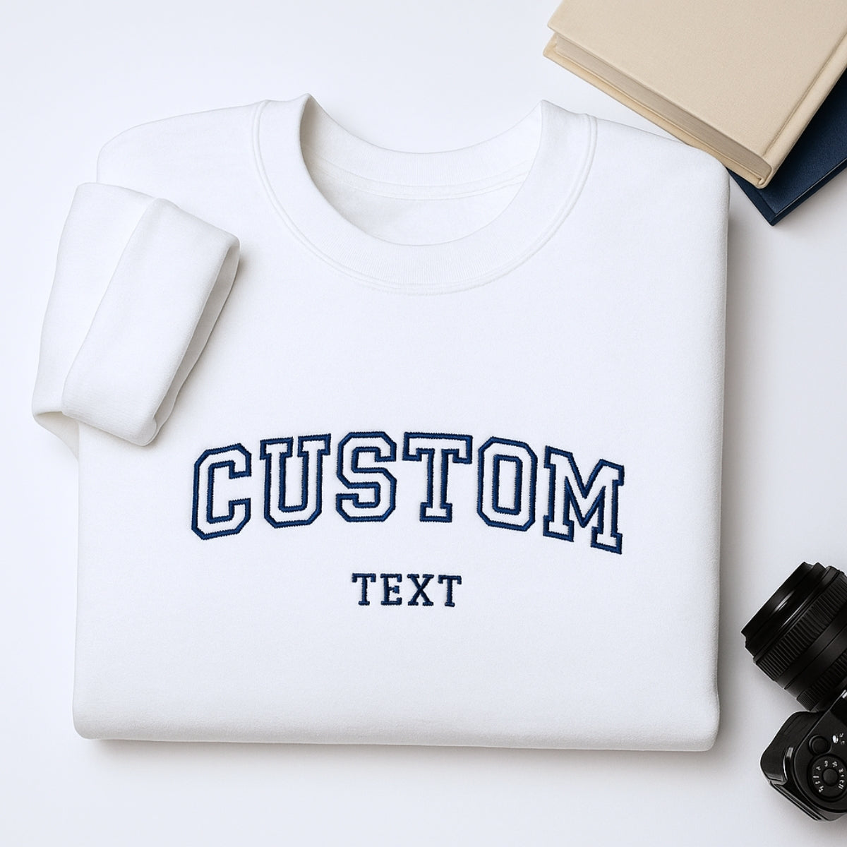 Varsity Custom Text Embroidered Hoodie - Personalized Words & Names Gift