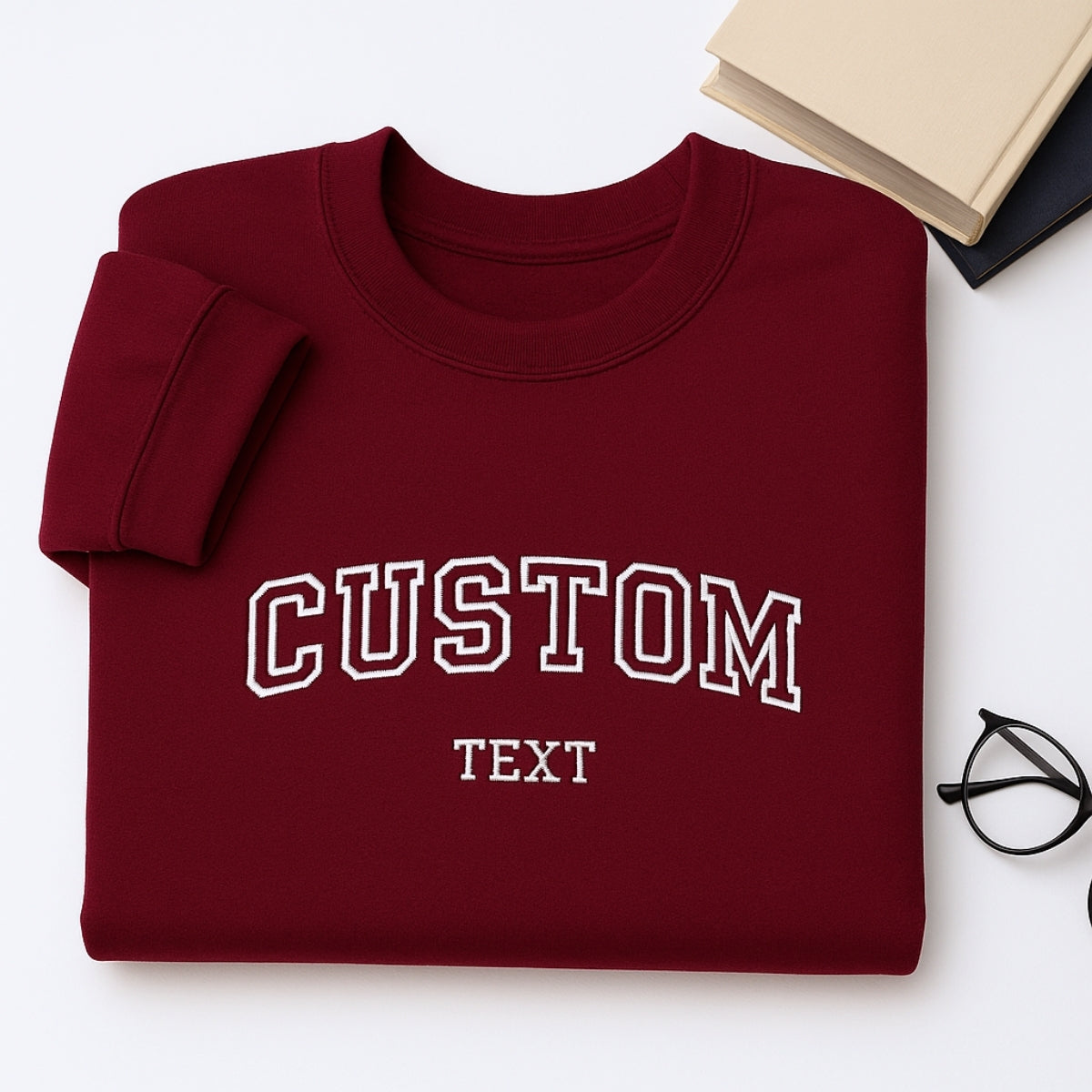 Varsity Custom Text Embroidered Hoodie - Personalized Words & Names Gift