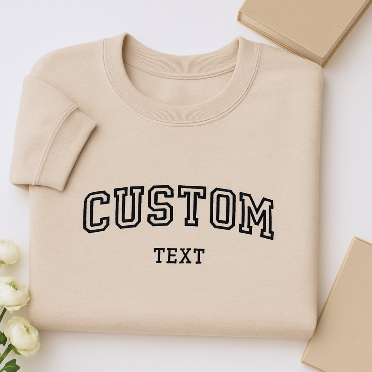 Varsity Custom Text Embroidered Hoodie - Personalized Words & Names Gift