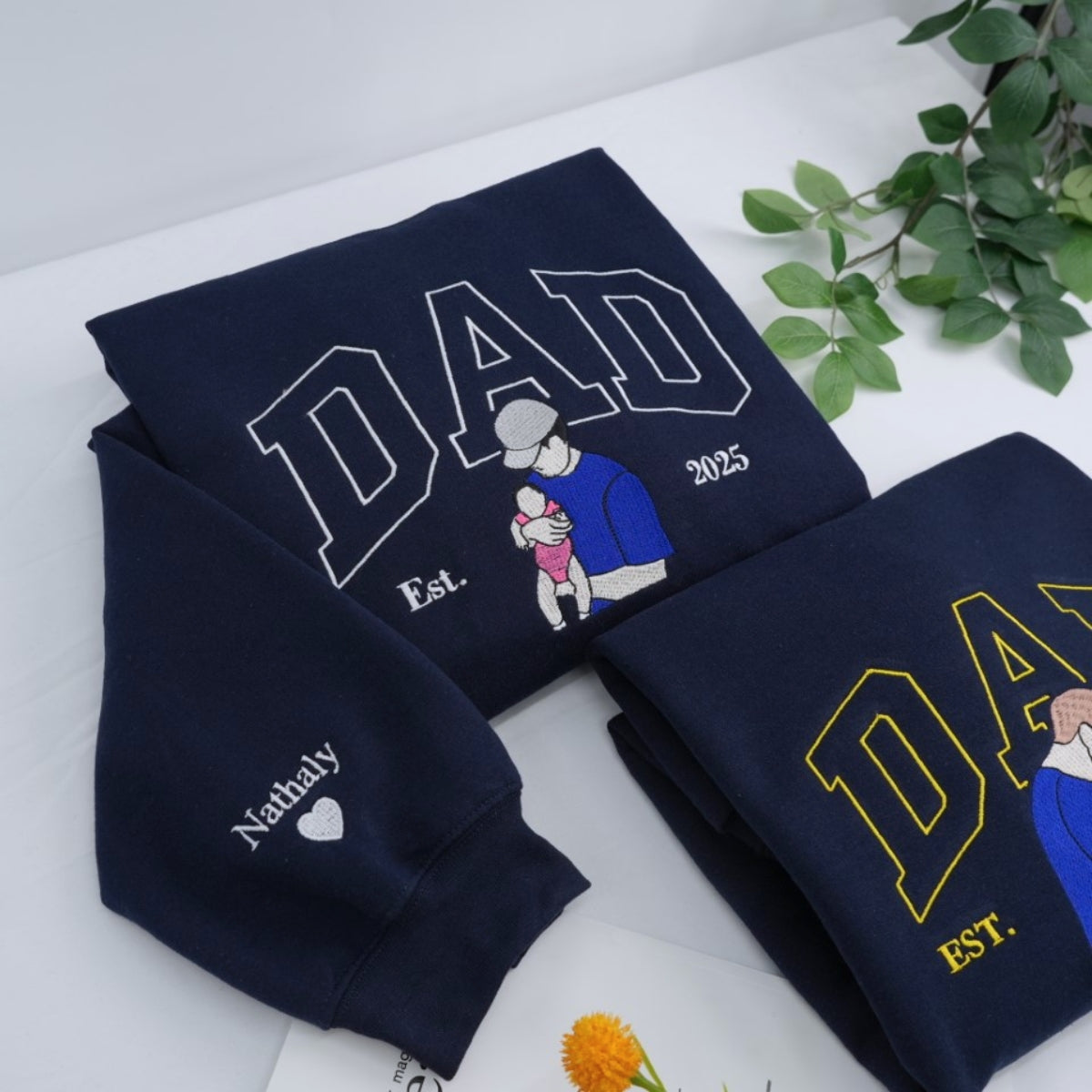 Dad Daughter Custom Embroidered Hoodie - Personalized Father Sweatshirt - Perfect Father's Day Gift