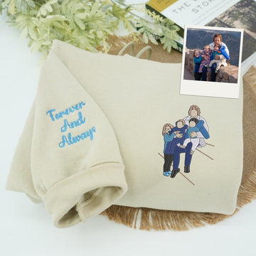 Grandma Family Portrait Custom Embroidered Hoodie - Personalized Sweatshirt - Grandmother Gift