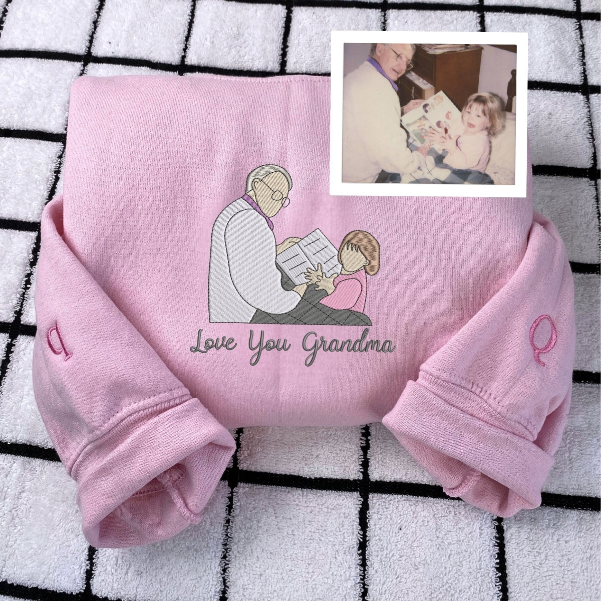 Grandma Family Portrait Custom Embroidered Hoodie - Personalized Sweatshirt - Grandmother Gift